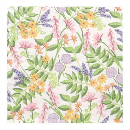Servetten 3-laags 1/4 vouw 33cm x 33cm Bloemenweide