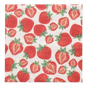 Servetten 3-laags 1/4 vouw 33cm x 33cm Aardbeien - Horecavoordeel.com
