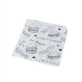 Hamburger zakjes 13cm x 13cm Wit