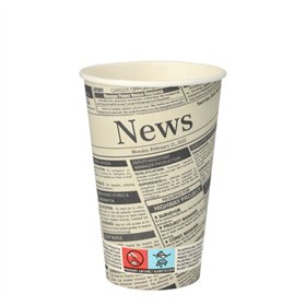 Drinkbekers Karton To Go 0,3 l Ø 8cm x 11,7cm Wit Newsprint