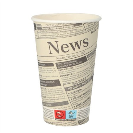Drinkbekers Karton To Go 0,4 l Ø 9cm x 13,9cm Wit Newsprint