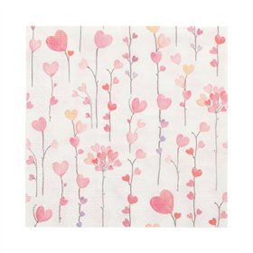 Servetten 3-laags 1/4 vouw 33cm x 33cm Lente Hart