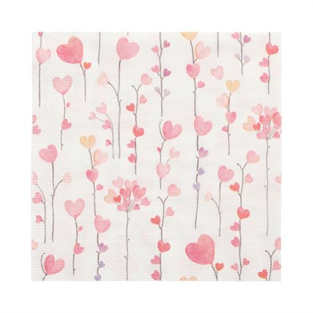 Servetten 3-laags 1/4 vouw 33cm x 33cm Lente Hart - Horecavoordeel.com