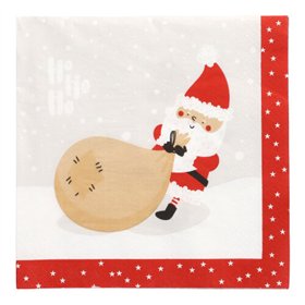 Servetten 3-laags 1/4 vouw 40cm x 40cm Kerstelfjes - Horecavoordeel.com