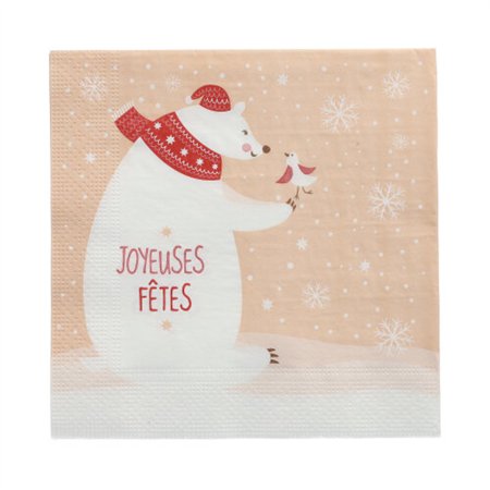 Servetten 3-laags 1/4 vouw 33cm x 33cm IJsbeer
