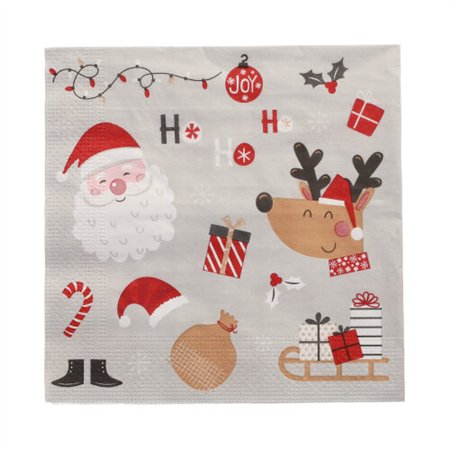 Servetten 3-laags 1/4 vouw 33cm x 33cm Vrolijk Kerstfeest