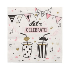 Servetten 3-laags 1/4 vouw 33cm x 33cm Lets Celebrate - Horecavoordeel.com