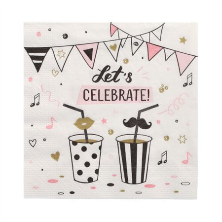 Servetten 3-laags 1/4 vouw 33cm x 33cm Lets Celebrate