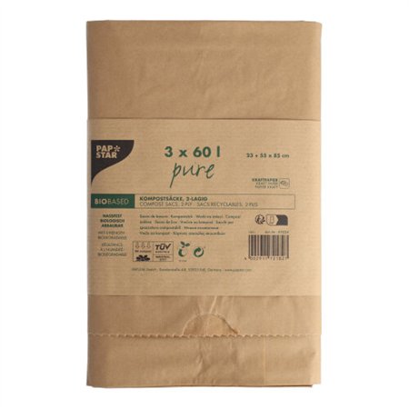 Compost zakken van Papier Pure 60 l 85cm x 55cm x 23cm Bruin 2-laags - Horecavoordeel.com