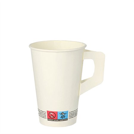 Drinkbekers met handgreep Karton 0,2 l Ø 7cm x 9,7cm Wit - Horecavoordeel.com
