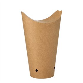 Friet Cones Kraft Karton rond Ø 6cm x 17,7cm Bruin groot - Horecavoordeel.com
