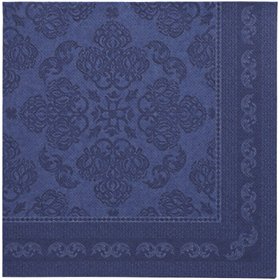 Servetten ROYAL Collection 1/4 vouw 40cm x 40cm Donkerblauw Arabesque - Horecavoordeel.com