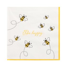 Servetten 3-laags 1/4 vouw 33cm x 33cm Wit Bee Happy - Horecavoordeel.com