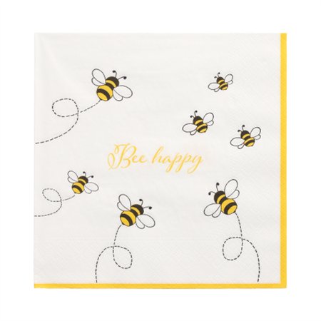 Servetten 3-laags 1/4 vouw 33cm x 33cm Wit Bee Happy - Horecavoordeel.com