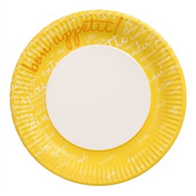Borden Karton rond Ø 23cm Geel Table Pleasures