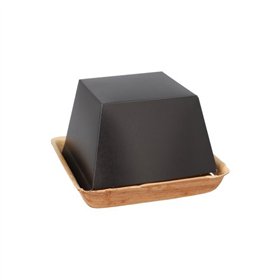 Hamburgerbox Palmblad vierkant 8cm x 14cm x 14cm klein mit separatem Deckel
