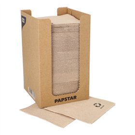 Servetten 2-laags PUNTO 1/4 vouw 20cm x 20cm Natuur gemaakt van gerecycled Papier met micro reliëf - Horecavoordeel.com