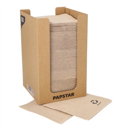 Servetten 2-laags PUNTO 1/4 vouw 20cm x 20cm Natuur gemaakt van gerecycled Papier met micro reliëf - Horecavoordeel.com