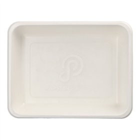 Menubakken topseal Suikerriet PLA gecoat 1-vaks 1300ml 4,9cm x 22,7cm x 17,8cm - Horecavoordeel.com