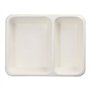 Menubakken topseal Suikerriet PLA gecoat 2-vaks 1200ml 4,9cm x 22,7cm x 17,8cm