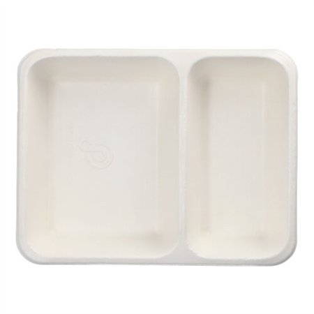 Menubakken topseal Suikerriet PLA gecoat 2-vaks 1200ml 4,9cm x 22,7cm x 17,8cm