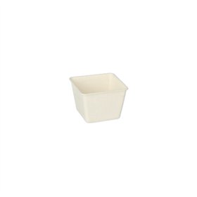 Fingerfood Amuse - Schalen Suikerriet Pure vierkant 50ml 3,8cm x 4,6cm x 4,6cm Wit - Horecavoordeel.com