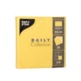 Servetten DAILY Collection 1/4 vouw 2 laags 24cm x 24cm Geel