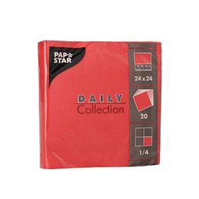 Servetten DAILY Collection 1/4 vouw 2 laags 24cm x 24cm Rood