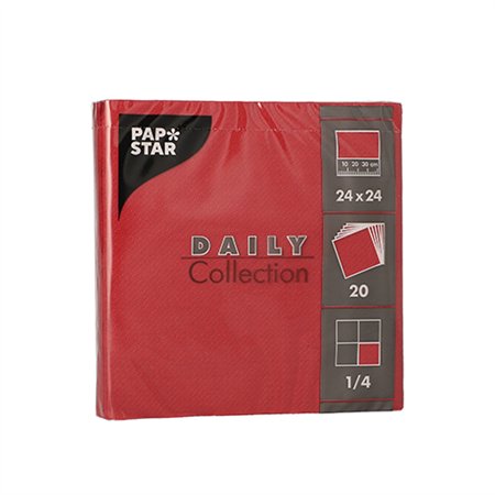 Servetten DAILY Collection 1/4 vouw 2 laags 24cm x 24cm Bordeaux - Horecavoordeel.com