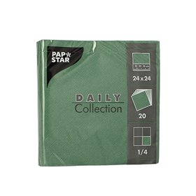 Servetten DAILY Collection 1/4 vouw 2 laags 24cm x 24cm Donkergroen