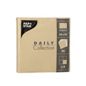 Servetten DAILY Collection 1/4 vouw 2 laags 24cm x 24cm Zand