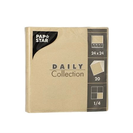 Servetten DAILY Collection 1/4 vouw 2 laags 24cm x 24cm Zand