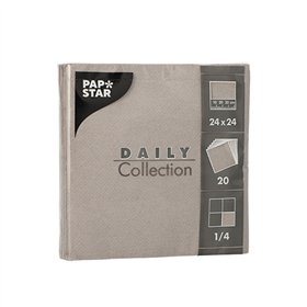 Servetten DAILY Collection 1/4 vouw 2 laags 24cm x 24cm Grijs