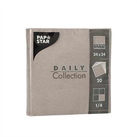 Servetten DAILY Collection 1/4 vouw 2 laags 24cm x 24cm Grijs
