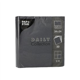 Servetten DAILY Collection 1/4 vouw 2 laags 24cm x 24cm Zwart