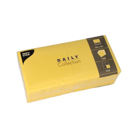 Servetten DAILY Collection 1/4 vouw 24cm x 24cm Geel