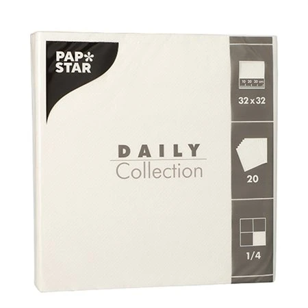Servetten DAILY Collection 1/4 vouw 2 laags 32cm x 32cm Wit
