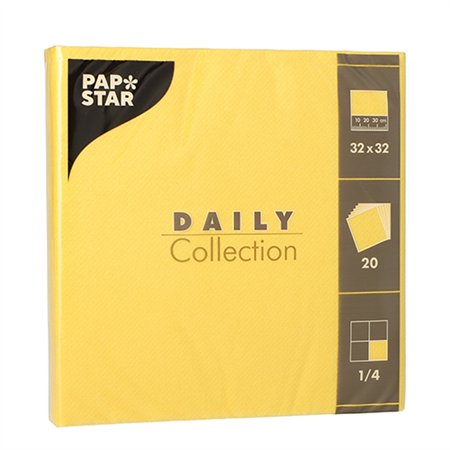 Servetten DAILY Collection 1/4 vouw 2 laags 32cm x 32cm Geel