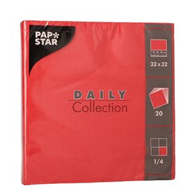 Servetten DAILY Collection 1/4 vouw 2 laags 32cm x 32cm Rood