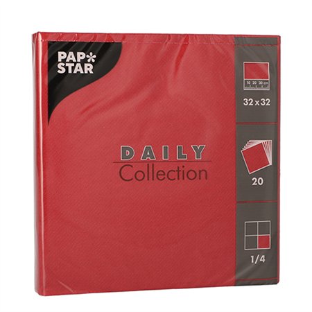 Servetten DAILY Collection 1/4 vouw 2 laags 32cm x 32cm Bordeaux