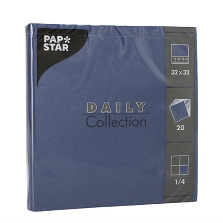 Servetten DAILY Collection 1/4 vouw 2 laags 32cm x 32cm Donkerblauw