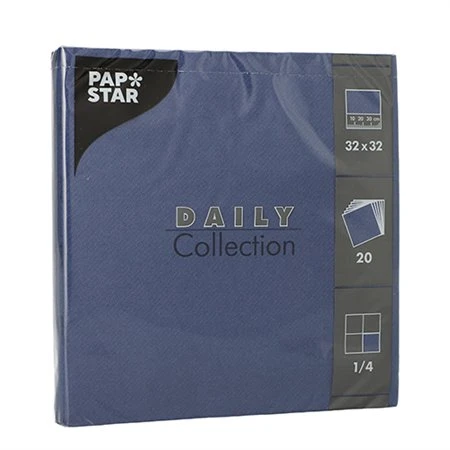Servetten DAILY Collection 1/4 vouw 2 laags 32cm x 32cm Donkerblauw