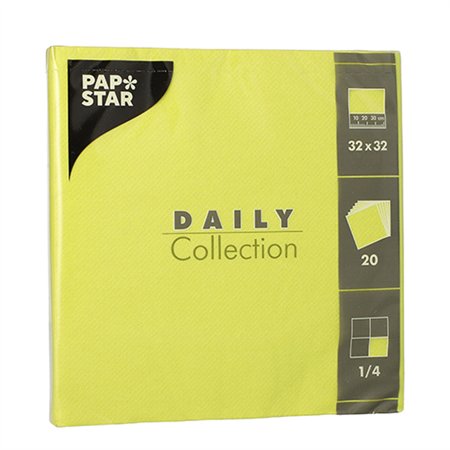 Servetten DAILY Collection 1/4 vouw 2 laags 32cm x 32cm Lime - Horecavoordeel.com