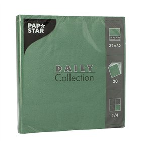 Servetten DAILY Collection 1/4 vouw 2 laags 32cm x 32cm Donkergroen