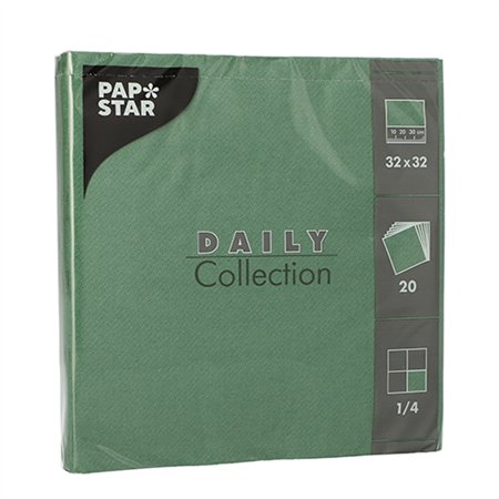 Servetten DAILY Collection 1/4 vouw 2 laags 32cm x 32cm Donkergroen