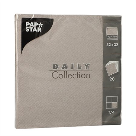 Servetten DAILY Collection 1/4 vouw 2 laags 32cm x 32cm Grijs