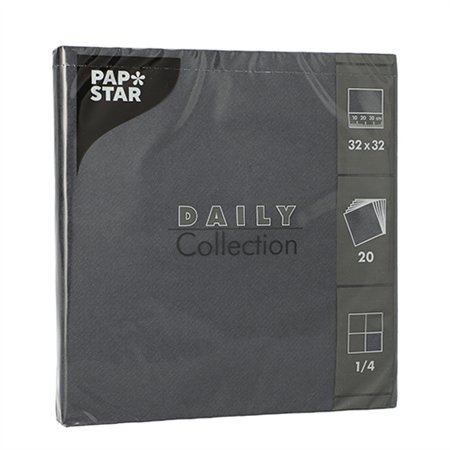 Servetten DAILY Collection 1/4 vouw 2 laags 32cm x 32cm Zwart - Horecavoordeel.com