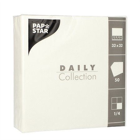 Servetten DAILY Collection 1/4 vouw 2 laags 32cm x 32cm Wit
