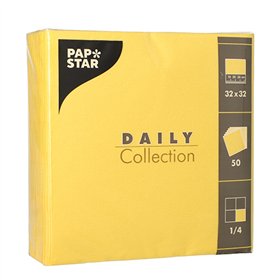 Servetten DAILY Collection 1/4 vouw 2 laags 32cm x 32cm Geel