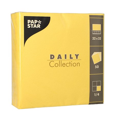 Servetten DAILY Collection 1/4 vouw 2 laags 32cm x 32cm Geel - Horecavoordeel.com